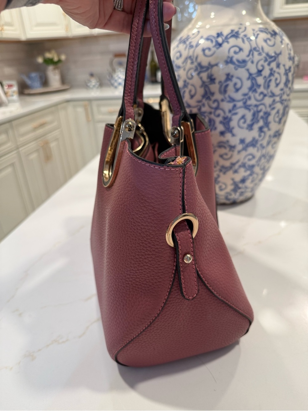 Miu Miu Rose Pink Pebbled Leather Satchel with Gold Hardware - Picture 5 of 9